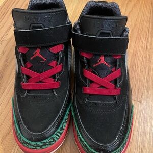 Jordan Kids Black, Red, and Green Sneakers